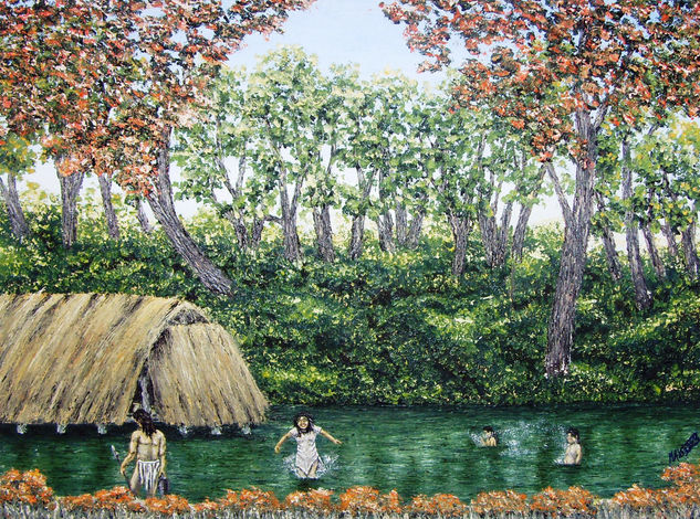 charco verde,la colonizacion Oil Canvas Landscaping