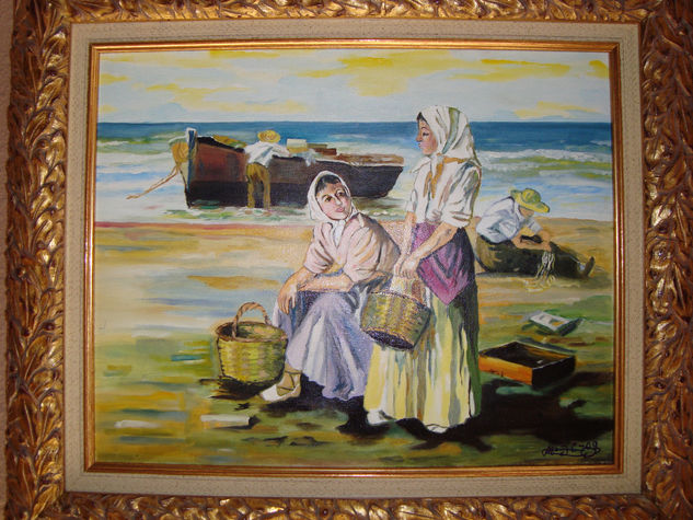 esperando el pescado Oil Canvas Landscaping