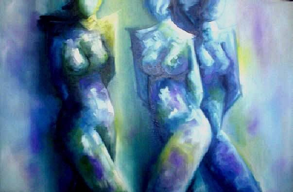 Amigas Oil Canvas Figure Painting