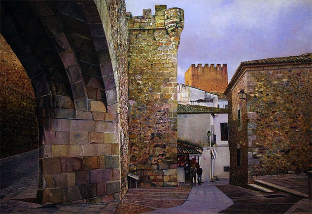 Arco de la Estrella - Cáceres: Óleo Lienzo Paisaje