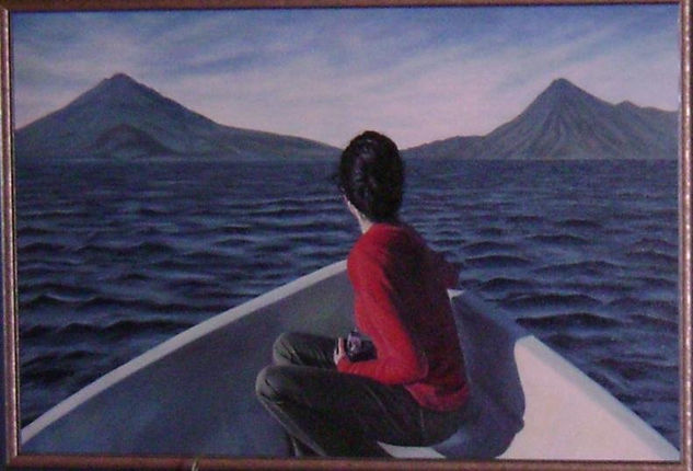 A fotógrafa do lago Atitlán. Oil Canvas Landscaping