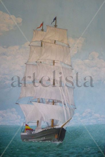 Con las velas al viento Oil Canvas Marine Painting