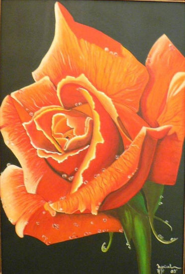 rocio de rosa Oil Panel Floral Painting