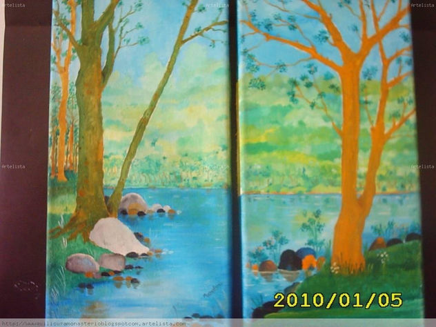 paisaje de lago ,díptico