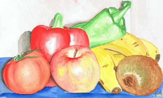 Bodegón mixto Watercolour Paper Still Life Paintings