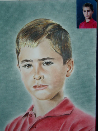 Retrato de niño por encargo. Oil Paper Portrait