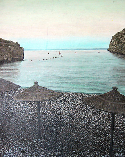 Amanecer en cala Grandella Óleo Tabla Marina