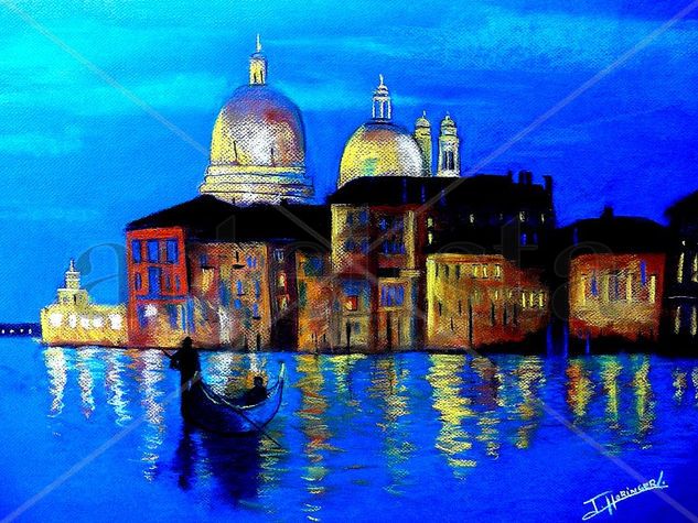 Venecia nocturna Pastel Paper Landscaping