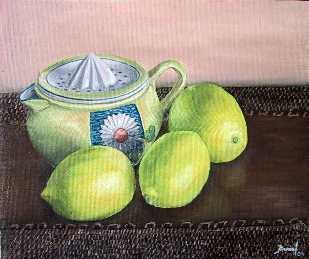 Bodegón con limones Oil Panel Still Life Paintings