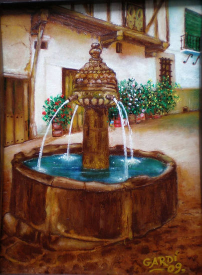 FUENTE LOS CUATRO CHORROS Oil Panel Landscaping