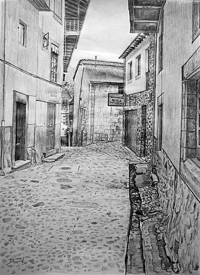 Calle de Candelario Grafito Papel Paisaje