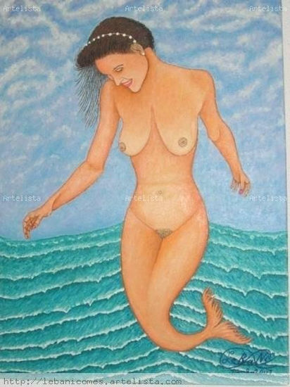 Vivo   en   la  Mar Óleo Lienzo Desnudos