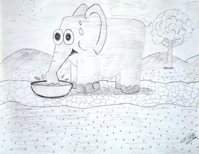 Elefante bebiendo agua en taza Pencil