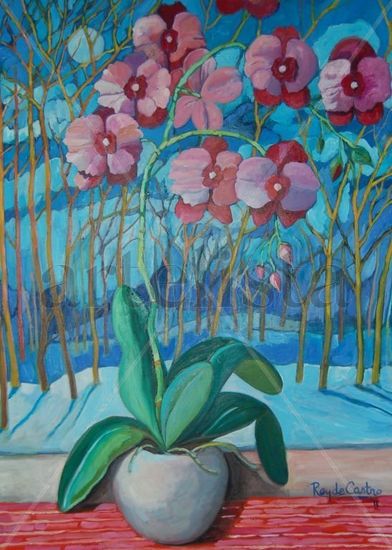 Orquideas Oil Canvas Still Life Paintings