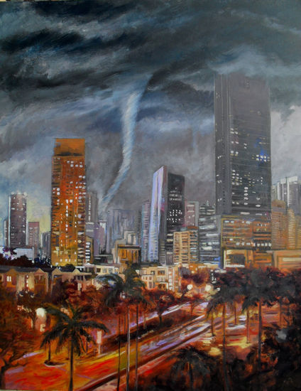 MIAMI-3-TORNADOS Óleo Lienzo Paisaje