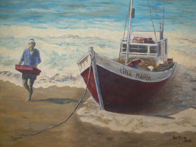 SERIE HOMBRES DE MAR  II Óleo Tabla Marina