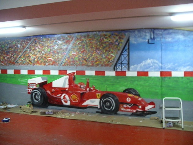 graffiti mural ferrari de 26 m2 en domicilio particular 