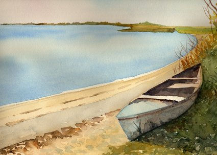 barca varada en la orilla 