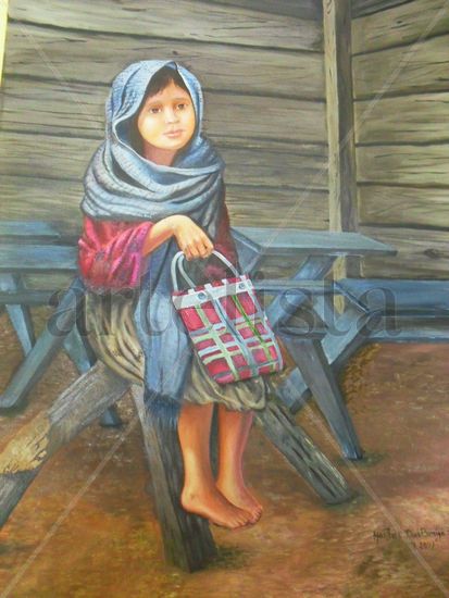 NIÑA EN LA ESCUELA Oil Canvas Figure Painting