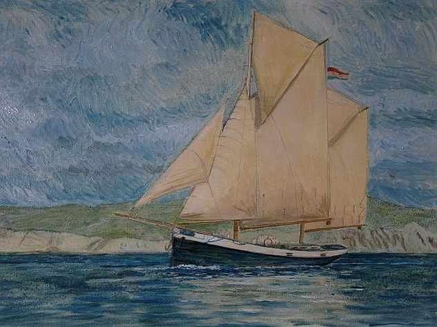 Balandro de dos palos Oil Canvas Marine Painting