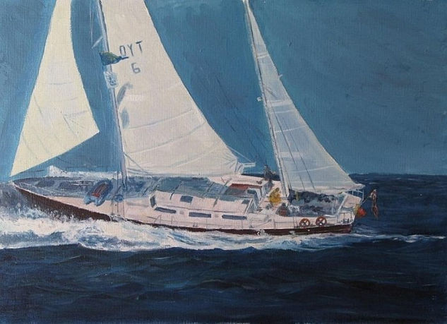 Velero Oil Paper Marine Painting