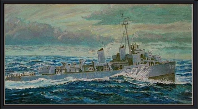 Destructor navegando Oil Canvas Marine Painting