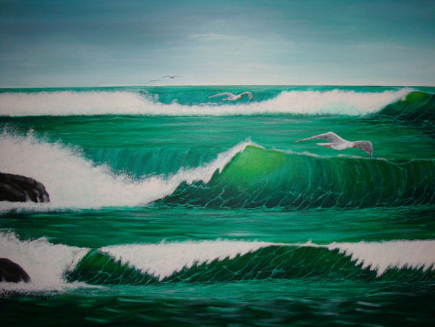 Olas del oceano Acrylic Canvas Marine Painting