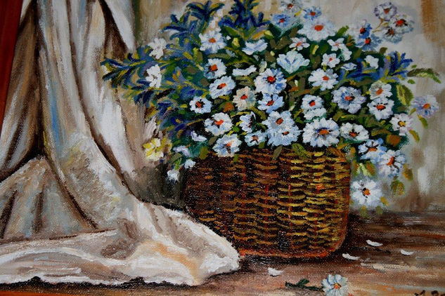 cistell de flors Oil Canvas Still Life Paintings