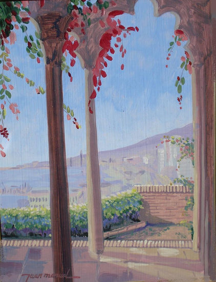 La bahia desde la Alcazaba Oil Panel Landscaping