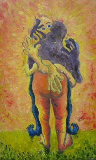 El Abrazo. Acrylic Canvas Figure Painting