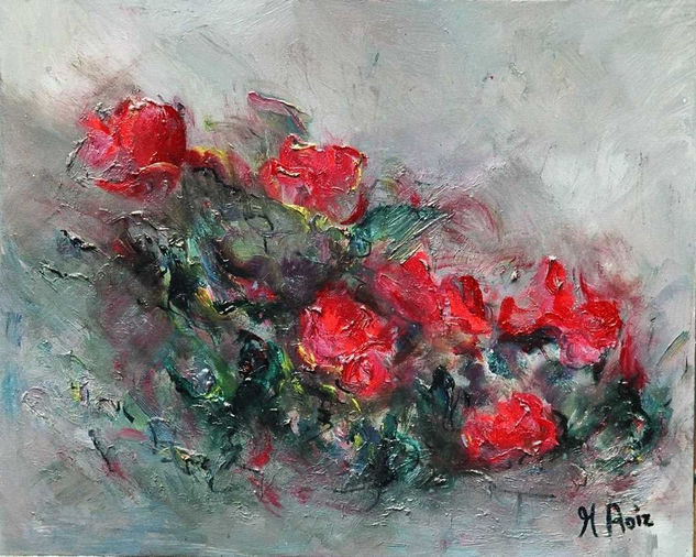 Flores rojas Oil Canvas Floral Painting