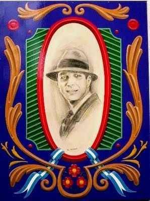 Retrato de Gardel con fileteado 