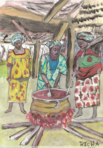 Africanas cocinando