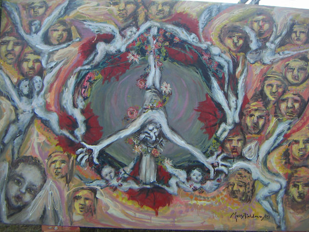 Mural por la Paz y la no Violencia Oil Panel Figure Painting