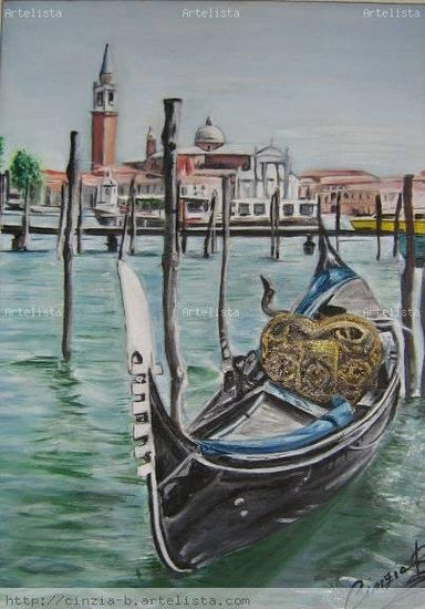 Gondola Oil Canvas Marine Painting