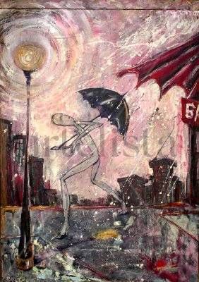 BAR DEL FAROL Mixed media Panel Figure Painting