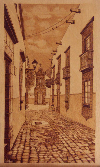 Calle de los balcones, Vegueta. Aguafuerte