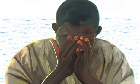 Serie "Emigración Pelillos a la mar". Pintura digital en torno a la emigración, a los sinnombre, a los sinpapeles, y en torno a toda esa injusticia justificada desde el norte. "Pelillos a la mar...".