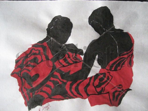 mujeres en negro y rojo