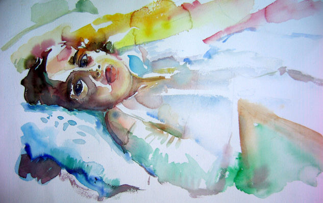 Sueños Infantiles Watercolour Paper Figure Painting