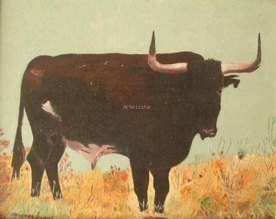 TORO DE MIURA. Oil Canvas Landscaping