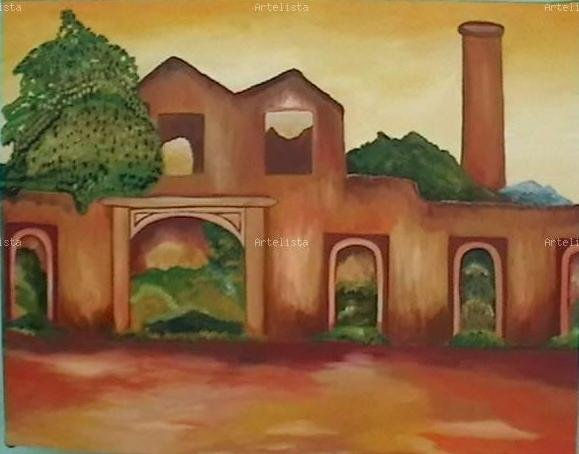 ruinas...progreso del sur, el Ticui. Óleo Lienzo Paisaje