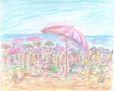 Sombrillas y gente en playa