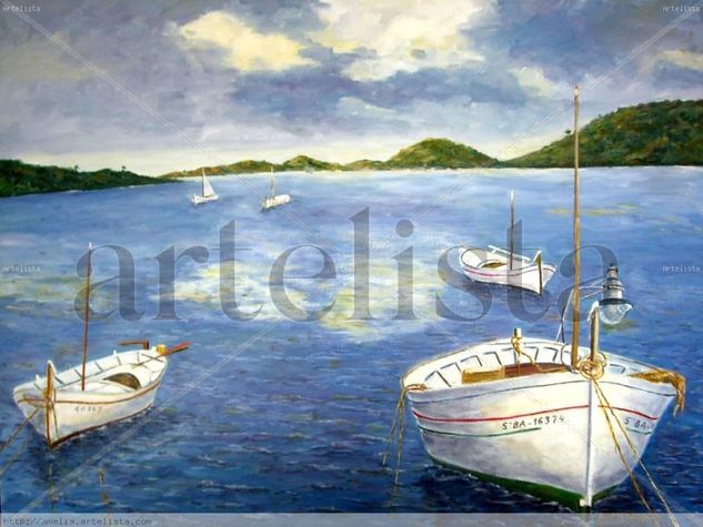 Barcas en Port Lligat (Costa Brava) Oil Canvas Landscaping