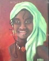 BELLA AFRICANA Oil Canvas Portrait