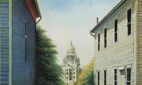 Pintura Neo-Realista del paisaje urbano Norte Americano