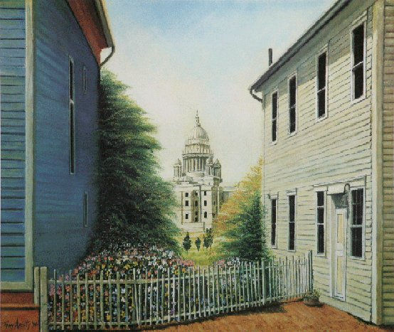 Paisaje Urbano De Rhode Island 1994 Óleo Lienzo Paisaje