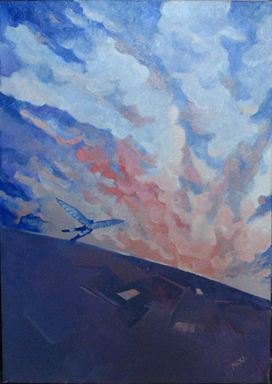 El Angel va. Óleo Lienzo Paisaje