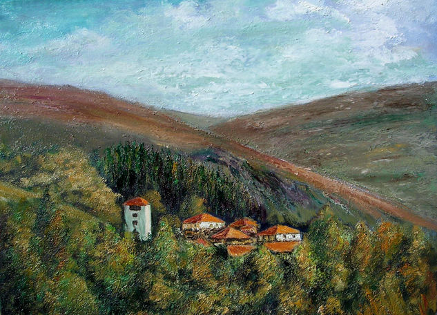 Caseríos IV Óleo Lienzo Paisaje