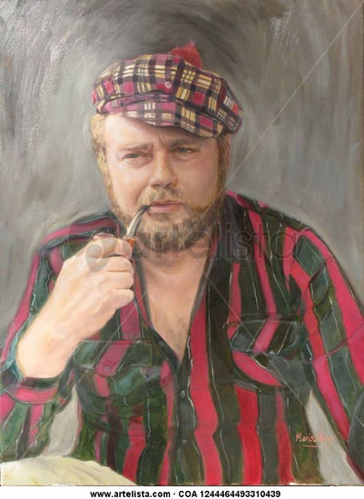 Fumando Pipa Oil Canvas Portrait